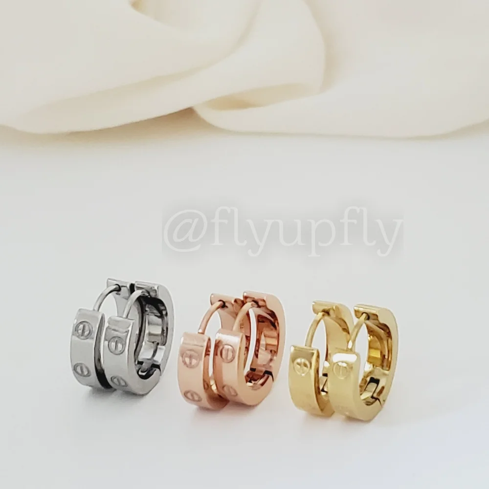 Screw Earings Hoops 18k Gold Filled